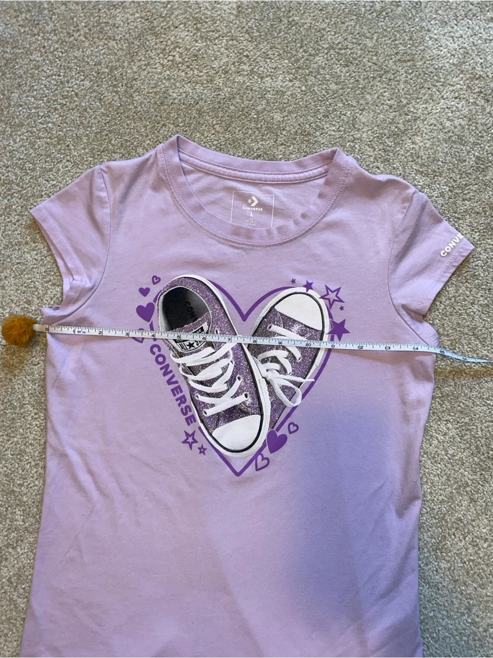 Light purple graphic converse t-shirt